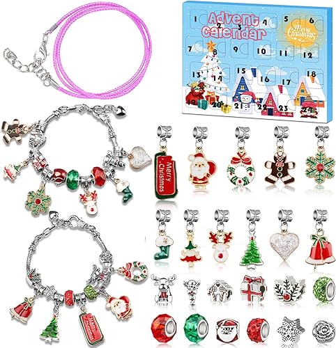 Calendario de Adviento 2022 para niñas, calendarios de adviento para niños, cuenta regresiva para Navidad, 2 pulseras con dijes, calendario de disponible en Yaxa Colombia