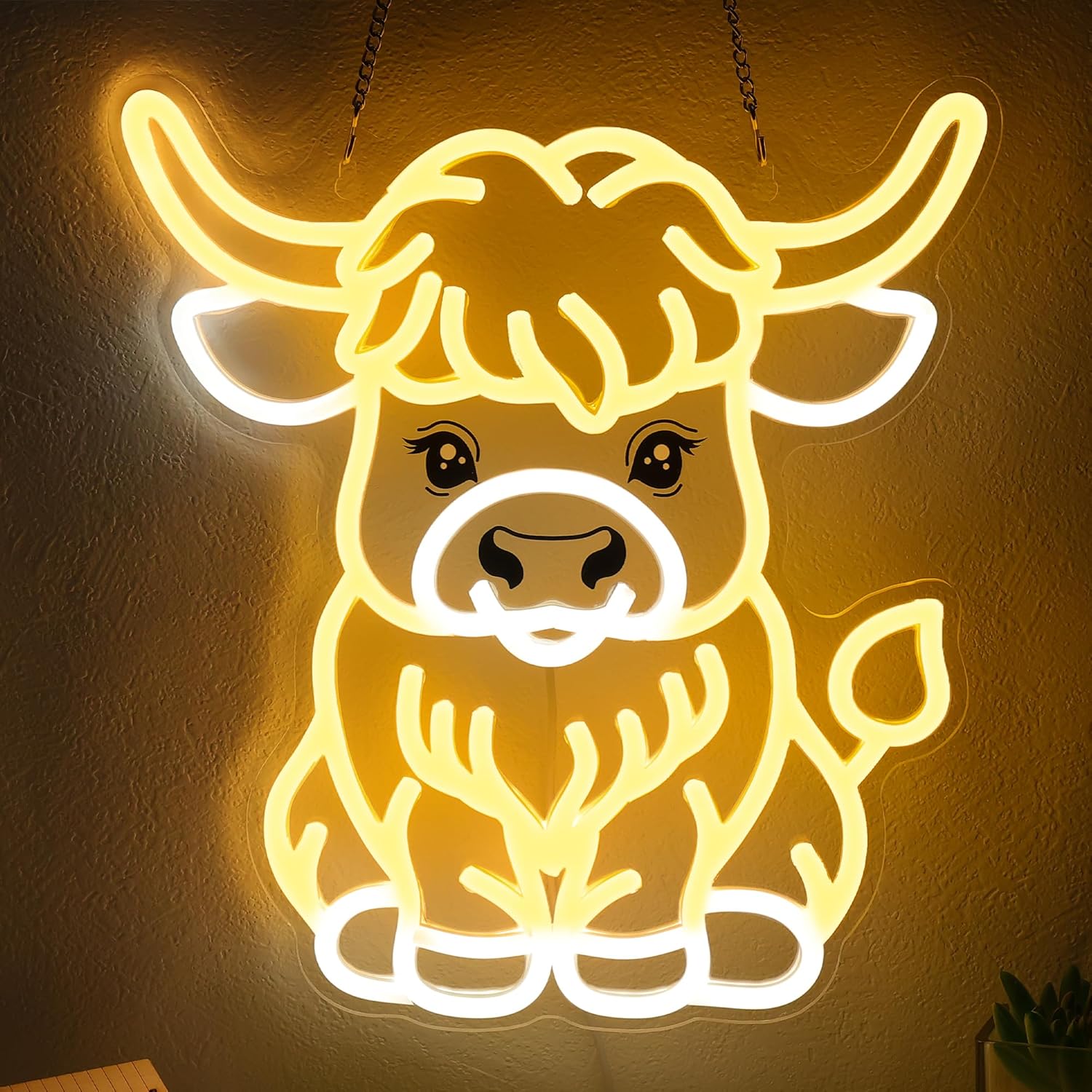 OkiyiD Highland Cow Neon Sign, Cow Decor Wall Art Gifts for Kids, Animal Themed Wall Decor for Bedroom,Living Room,Rustic Farmhouse,USB-Powered Energy-Saving Light with Hanging Kit