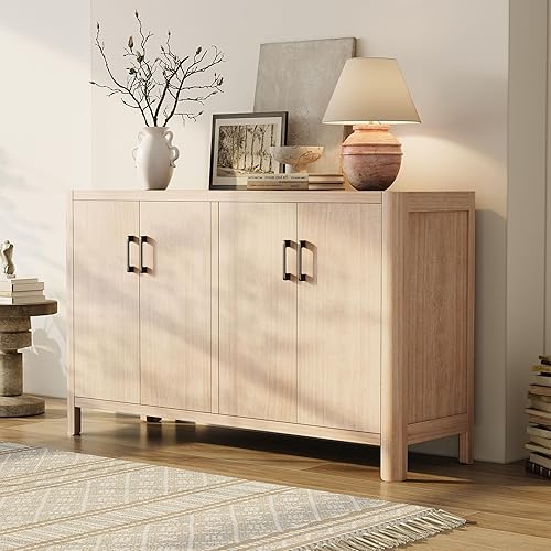 Miniatura 295 de Aparador moderno y elegante con patas y asas de metal dorado y estante ajustable, mesa consola clásica de 60 pulgadas, mesa de sofá, mesa de entrada