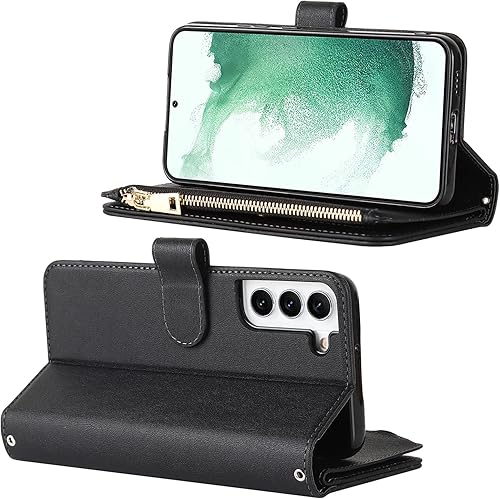 Miniatura 7 de iCoverCase para Samsung Galaxy S22 - Funda tipo cartera con soporte y bolsillos para tarjetas, funda de piel sintética con cierre magnético,