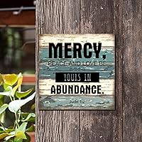 Vista 6 de SILYHEART Mercy Peace and Love Be Yours in Abundance - Placa de madera enmarcada con palabras retro, letras y letras, decoración de pared, casa