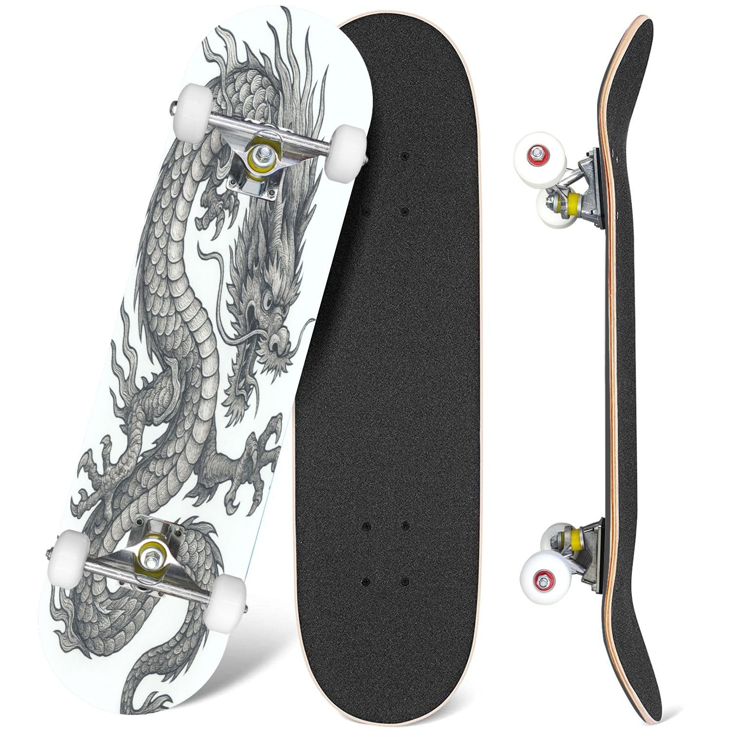 Skateboards Psychedelic Hand Drawn Huge Detailed Chinese Dragon New Year Symbol 7 Layer Maple Wood Deck 31