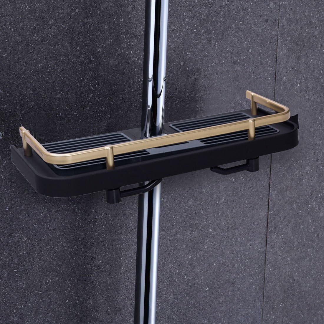 Black Plastic Shower Shelf Caddy, Bathroom Tray Rack Bath Storage Stand