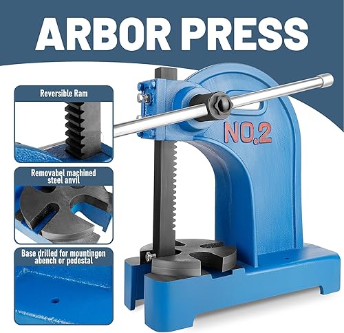 Vista 22 de Prensa de eje de 1 tonelada con volante, altura máxima de 5.5 pulgadas, prensa manual de escritorio de hierro fundido, prensa manual de precisión 1