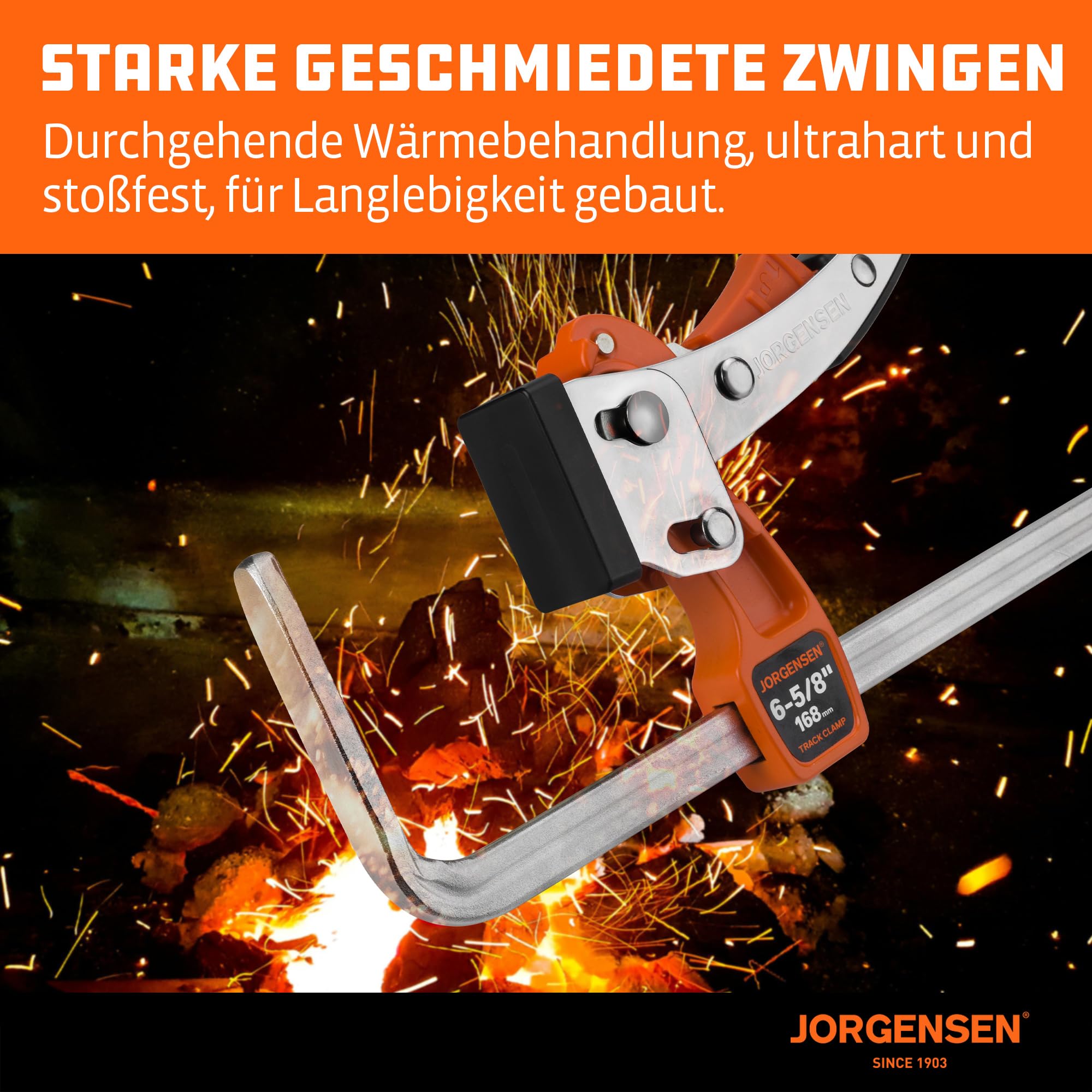 JORGENSEN 2er-Set Schnellspannzwingen, Hebelzwingen für Führungsschienen, mit Verriegelungsmechanismus, Spannkraft bis 181 kg, Spannweite 168 mm