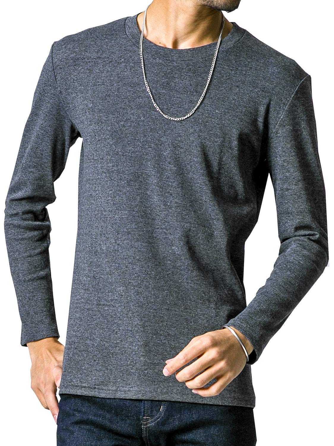 [フテラ] メンズ シャツ カットソー Tシャツ ロンＴクルーネック 丸首 Vネック 長袖 7分袖 半袖 無地 シンプル スリム