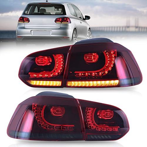 VLAND Luces traseras LED para Volkswagen Golf 6 generación MK6 2010-2014, rojo ahumado