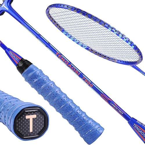 Miniatura 5 de Juego de 4 raquetas de bádminton con plumas de pato, juego de bádminton para interiores o exteriores, raquetas de bádminton ligeras, paquete de 4
