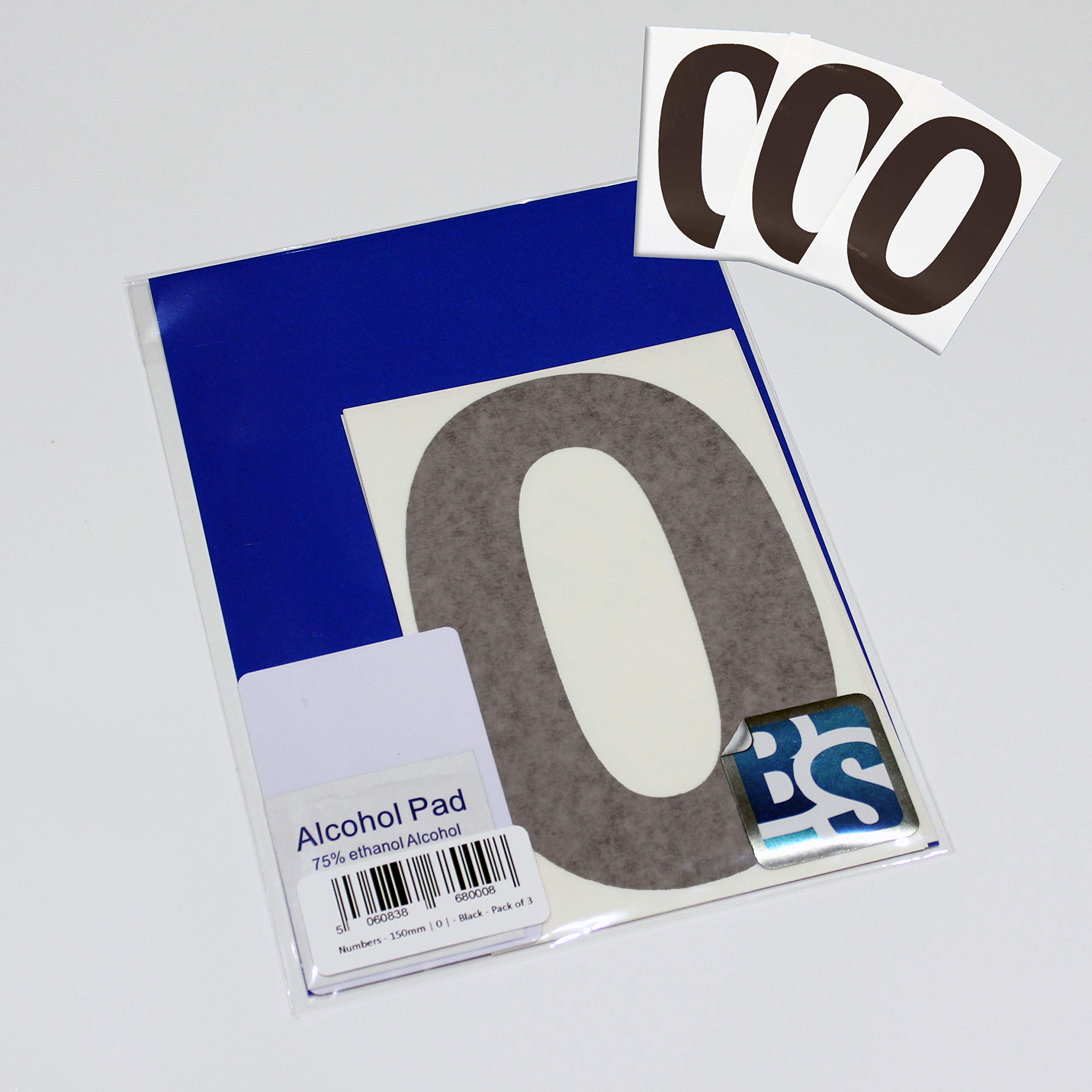 BS® Large Waterproof Non-fading Self Adhesive Vinyl Numbers | 0 (ZERO) | 150mm | Pack of 4 | BROWN | Wheelie Bin Numbers