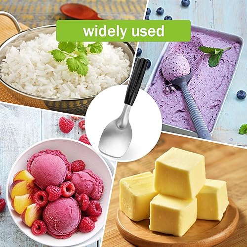 Vista 6 de 2 piezas de pala para helado, pala de helado, paleta de helado de acero inoxidable con mango de plástico, resistente y duradero, a prueba de doblez