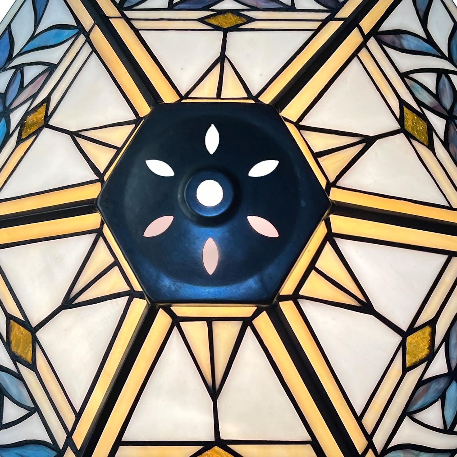 Capulina Tiffany Lamp Shade 16 Inches Wide Accessories Replacement Mission Hexagon Tiffany Style Stained Glass Lampshade for Table Lamp Floor Lamp