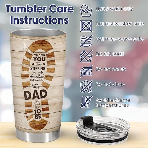 Miniatura 4 de 34HD Regalos para el día del padre de hija, hijo, esposa, regalos divertidos para padrastro, papá, marido, vaso de 20 onzas, taza para beber para