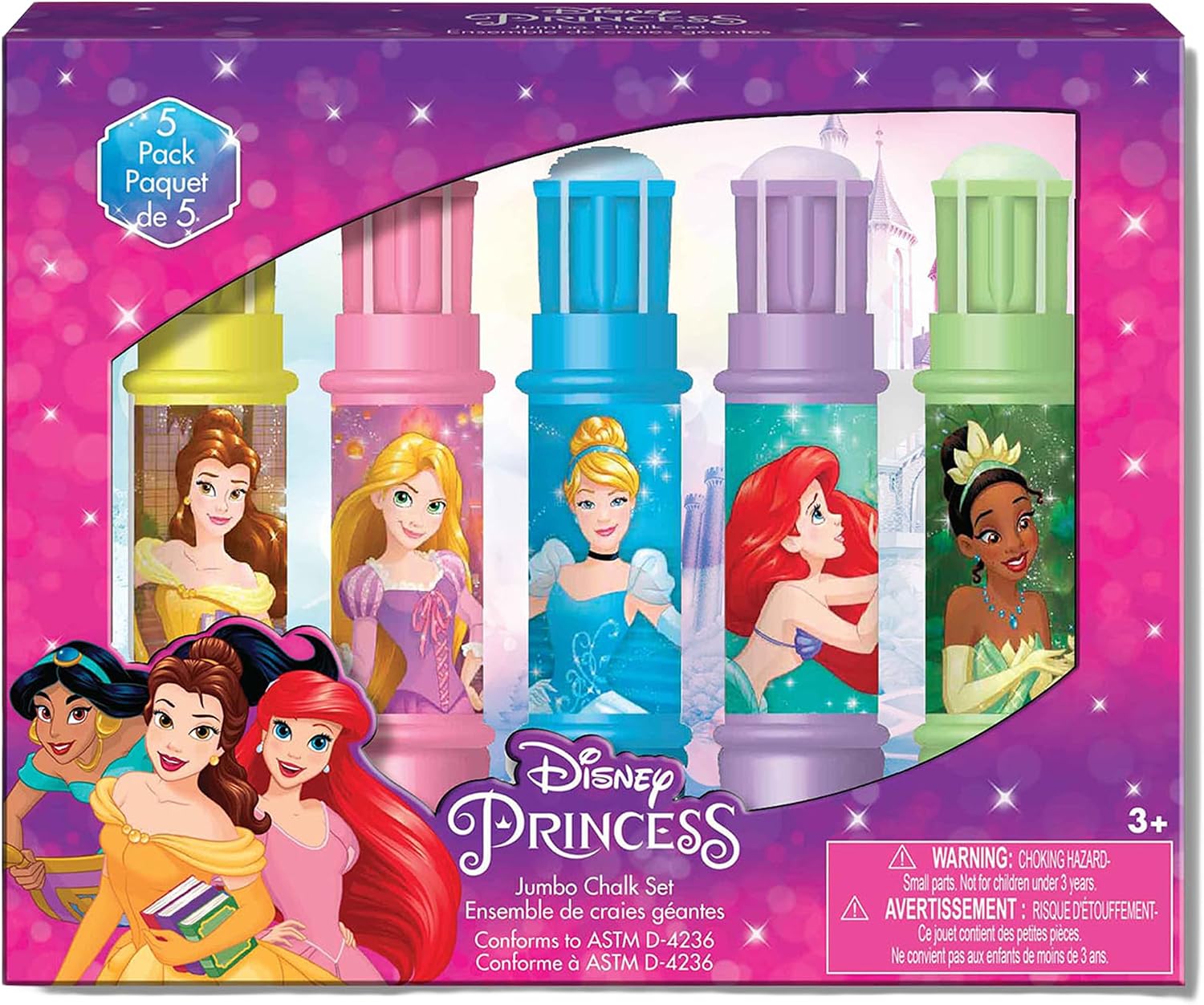 Jumbo Chalk Set - 5 Jumbo Chalk Sticks & 5 Holders - Disney Princess