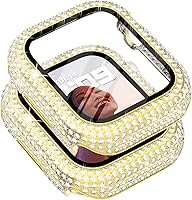 Vista 16 de Surace - Carcasa compatible con Apple Watch de 1.65 pulgadas con protector de pantalla de cristal templado, diseño brillante con 300 diamantes