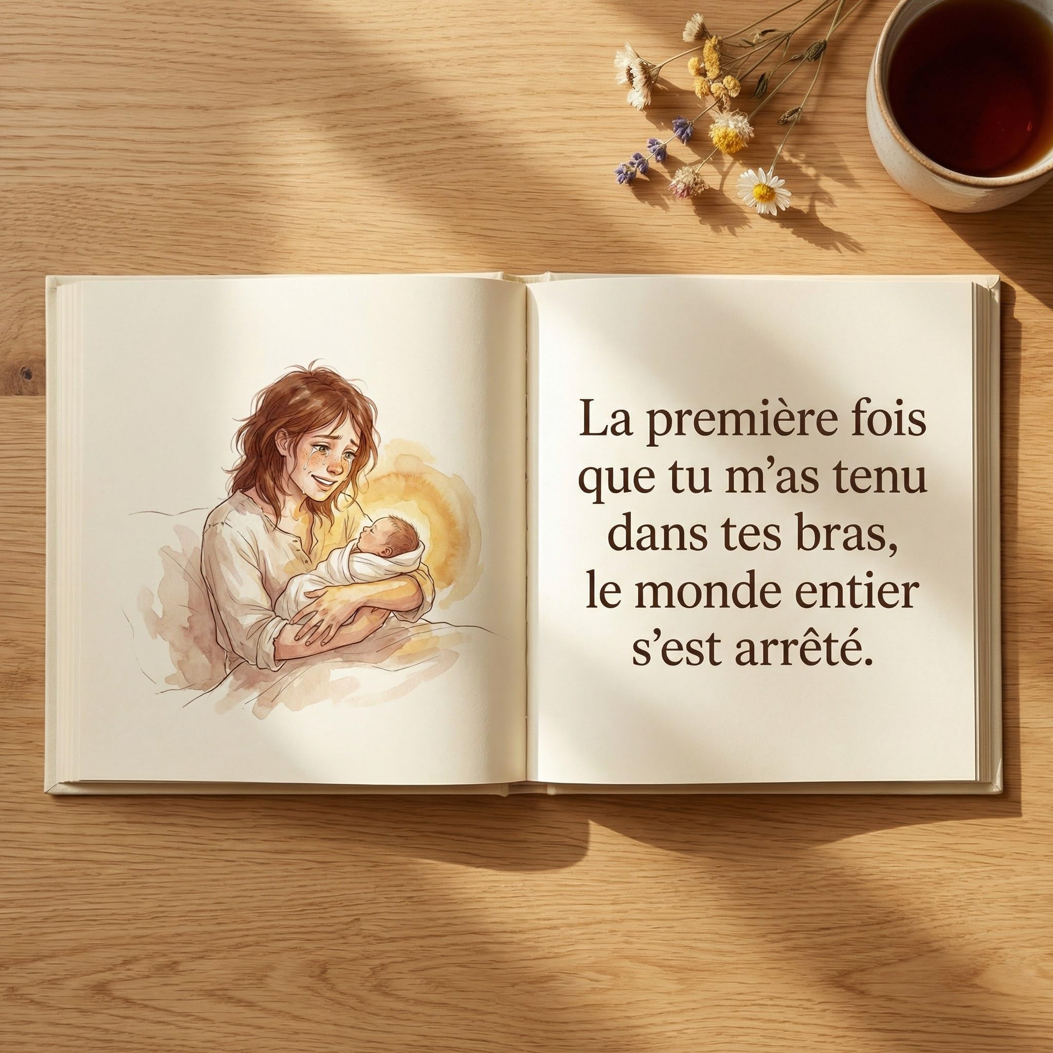 Livre Maman Personnalisé Photo Prénom - Cadeau Naissance et Anniversaire | Votre enfant raconte le jour où vous êtes devenue sa maman : ses mots et vos photos deviennent un vrai livre de 32 pages.