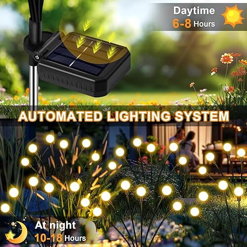 Miniatura 6 de Luces solares de jardín al aire libre, paquete de 6 luces solares impermeables de 48 LED para patio, camino, patio, decoración de césped oscilante