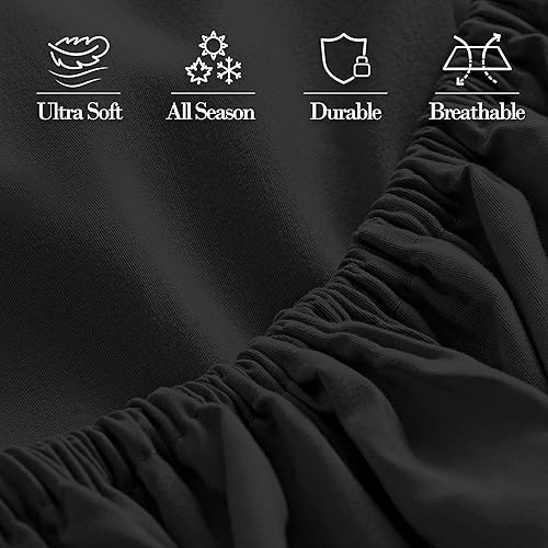 Miniatura 6 de Mocassi - Sábana bajera ajustable de tamaño Queen, fresca, profunda caída lateral de hasta 16 pulgadas, 1800 hilos, suave, resiste arrugas, una