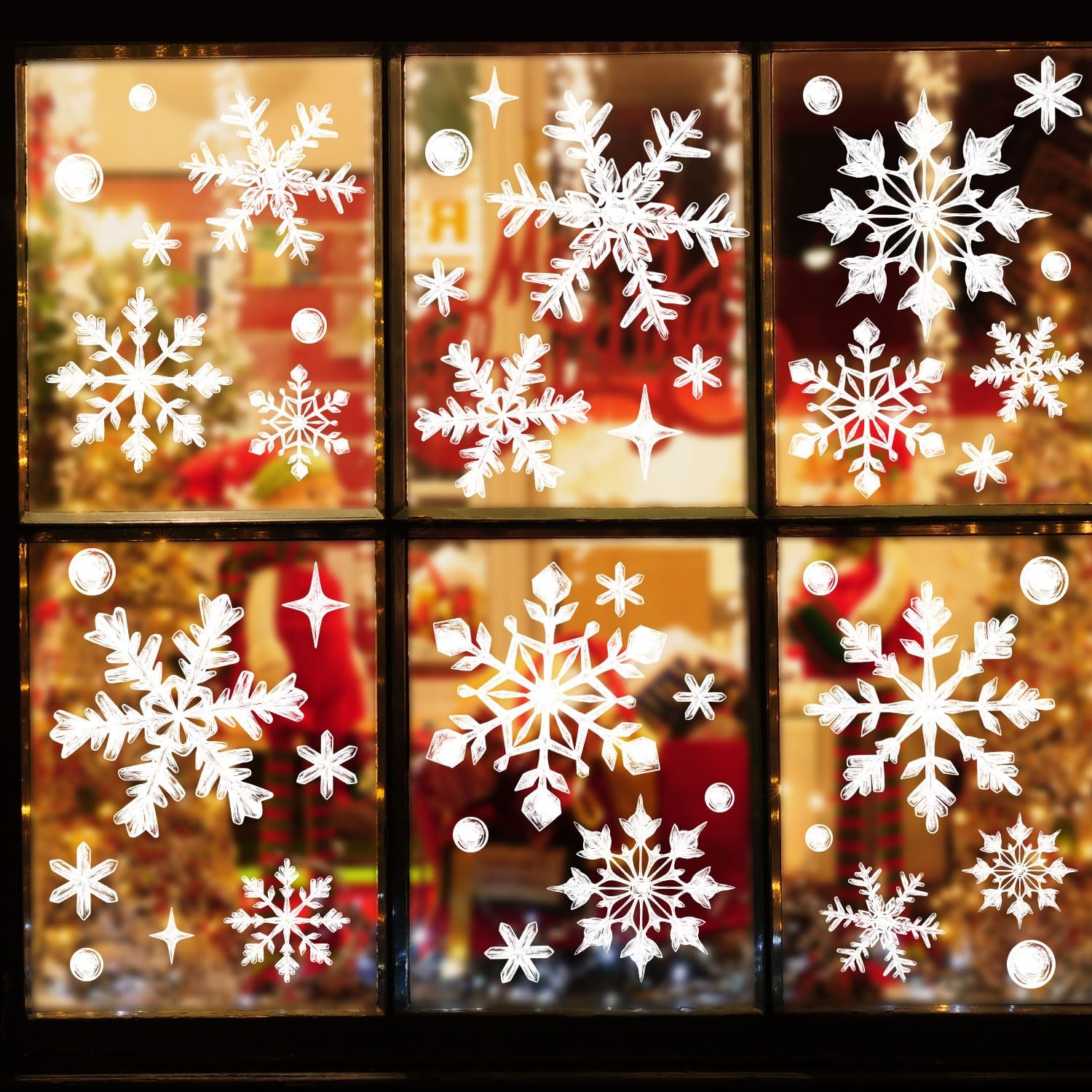 137pcs Christmas Snowflake Window Clings Decals, Realistic Extra Large White Crystal Snowflakes Stickers Decorations for Holiday Celebration Merry Christmas Party Winter Frozen Ornaments