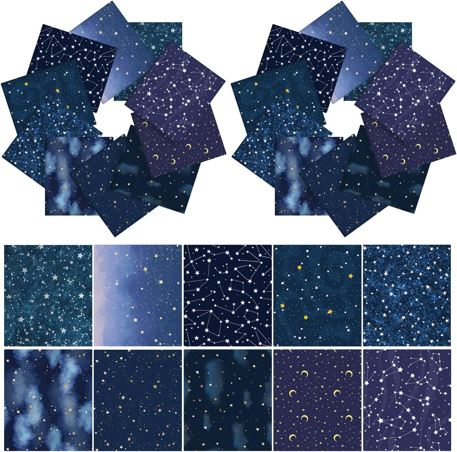 Buryeah 20 Pcs 18" x 21" Cotton Quilting Fabric Fat Quarters Fabric Bundles Fabric of The Universe for Quilting Sewing DIY Quilt Beginners Quilting Supplies Fabric Squares