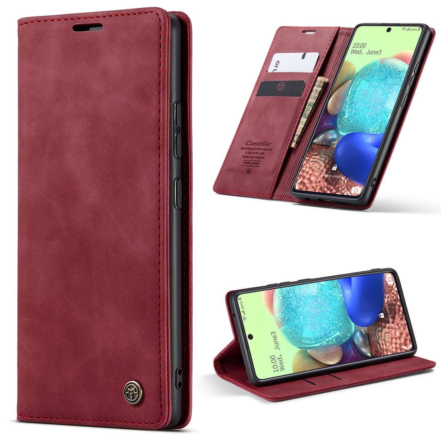 HAII iPhone SE 2020 Case, Flip Fold Leather Wallet Case with Credit Card Slot and Kickstand Magnetic Closure Protective Cover for Apple iPhone SE 2020 (Red)