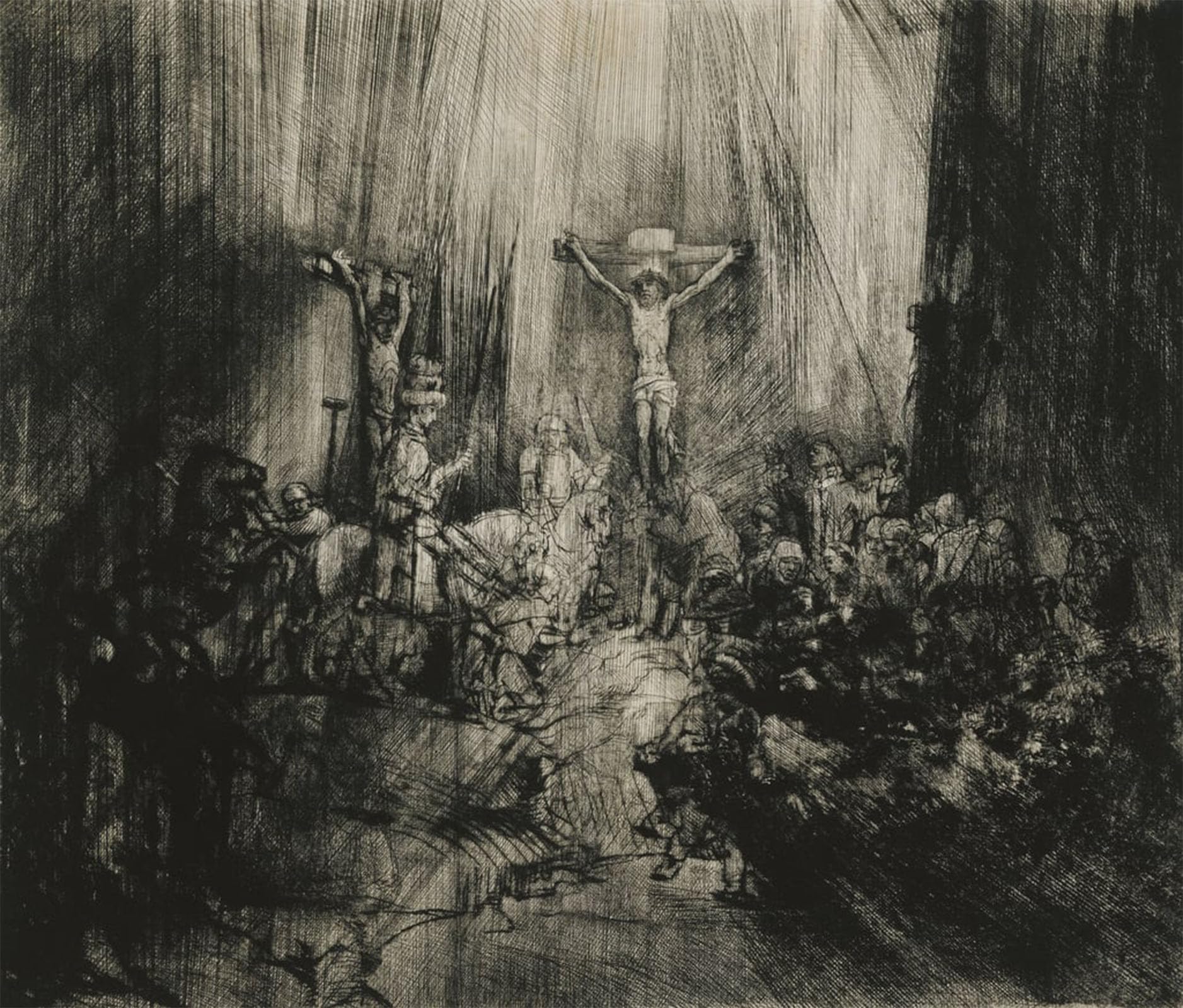 ARTXLXXBN Famous Painting Canvas Artwork Graffiti Print Christ crucified between the two thieves by Rembrandt van Rijn Portrait Canvas Image for Home Decor 60x90cm