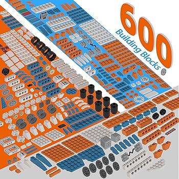 colorful modular AI blocks interface showing drag-and-drop chart building with orange highlights
