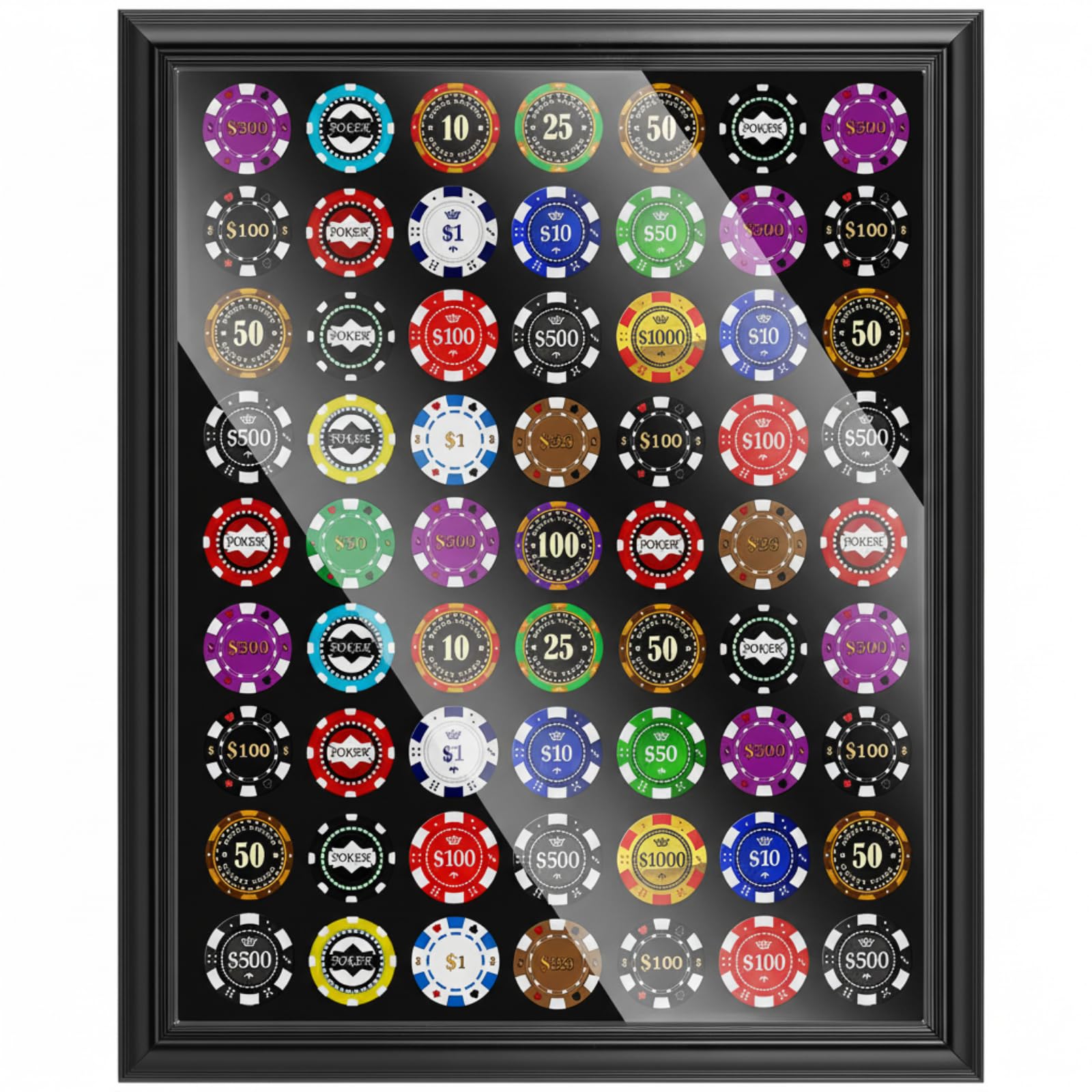 Silipull 63 Poker Chip Display Case 20''x 16'' Golf Poker Chip Holder — image 1
