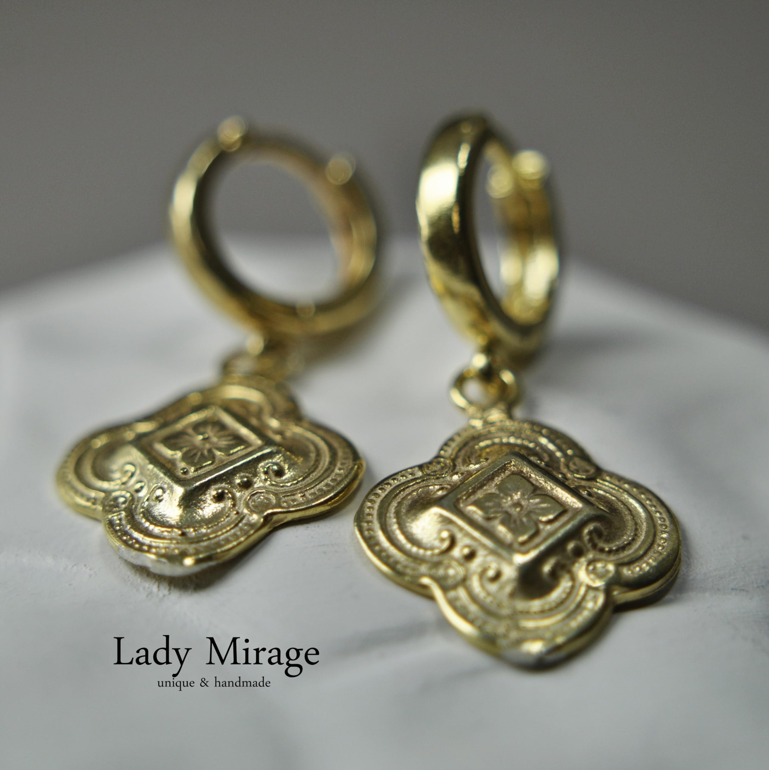 Hoop Ohrringe Silber 925 - Creolen mit Anhänger Gold - Statement Ohrringe Gold Barock - 14k - Vergoldete Hoops - Schmuck mit Geschenkverpackung - Geschenk für Sie - Weihnachtsgeschenk