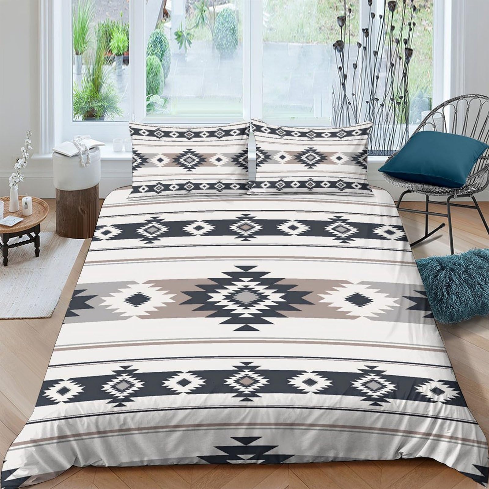 Ctjqhvkz Style-9 3D Printed Boho Aztec Fitted Sheet Microfiber Soft Beige Geometric Mattress Cover For Bedroom Guestroom Decor Single（135X200cm）