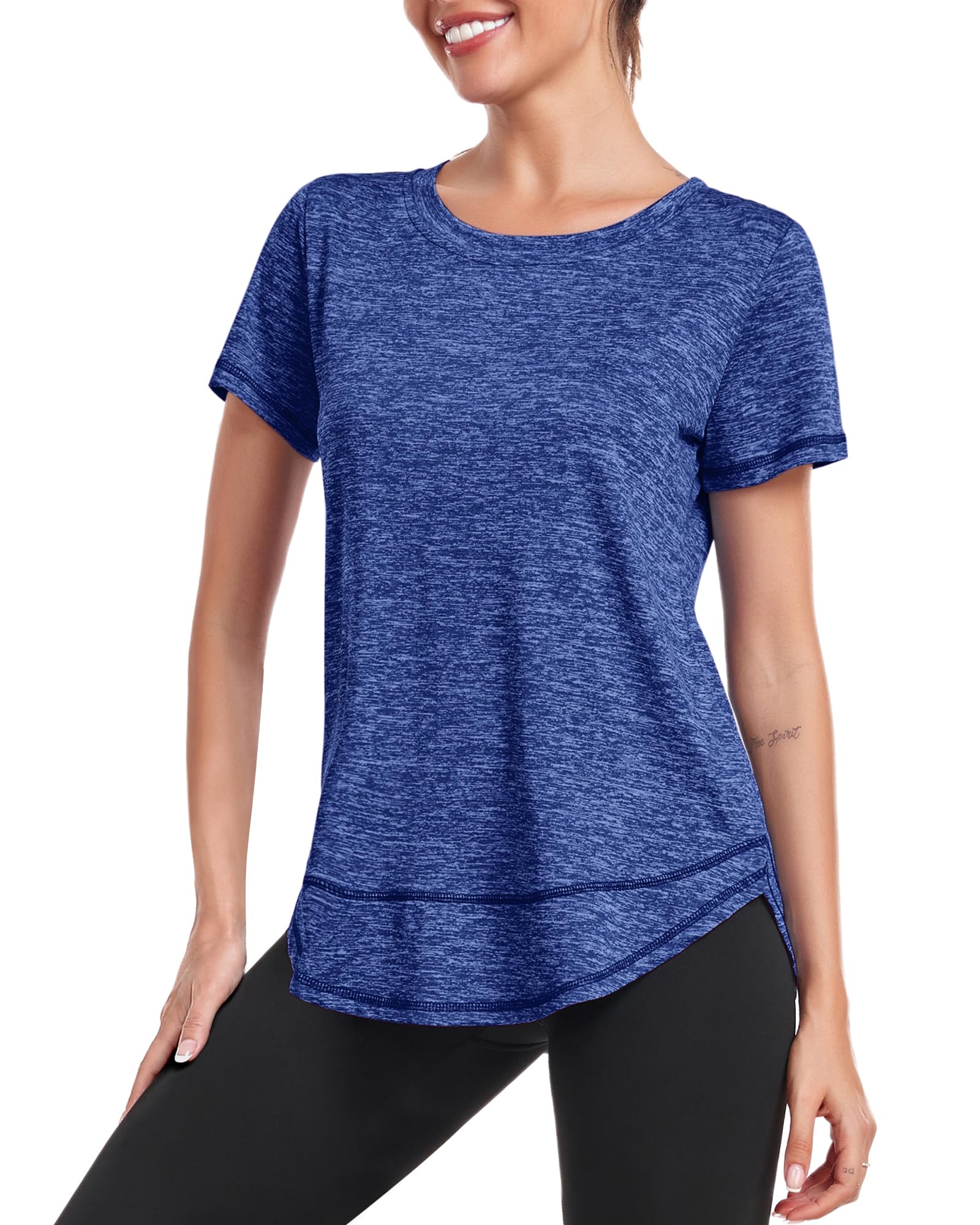 Deaviya Sport T-Shirt Damen, Kurzarmshirt Frauen, Workout Tops Rundhalsausschnitt Athletisch Lässig Laufen Yoga Fitness T-Shirts Locker Tee