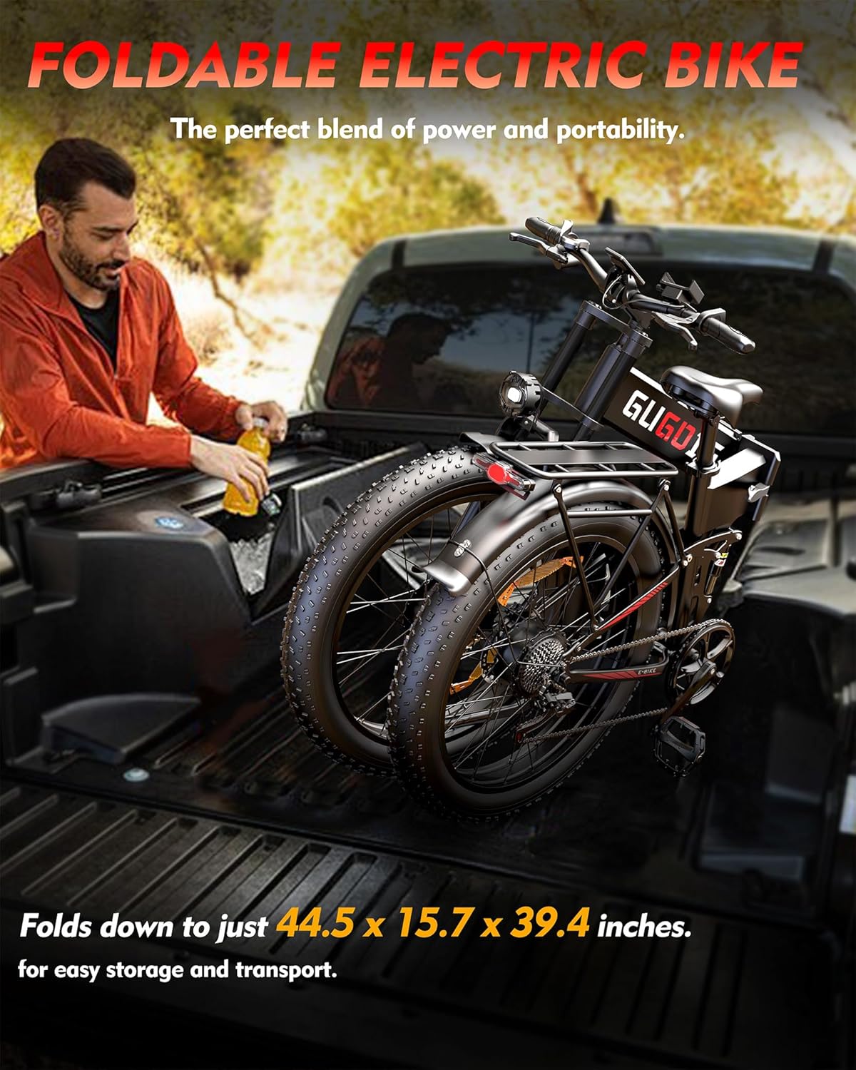 Rakowe Folding Electric Bike for Adults, 3000W Peak Dual Motor Ebike, 26" Fat Tire E-Bike, 48V Battery, Up to 35MPH & 60 Miles, All-Terrain, UL Certified, Suspension Electric Dirt Bike