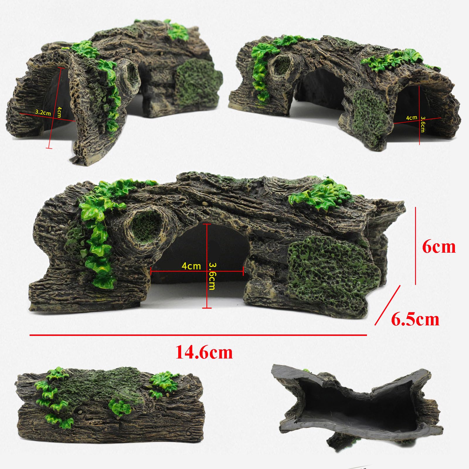 JVHLOV Fish Tank Ornaments Resin Aquarium Cave, Artificial Aquarium Wood Ornaments, Axolotl Tank Accessories - Image 2