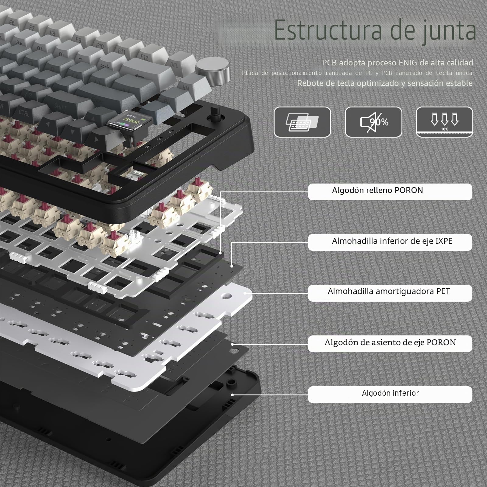 ATTACK SHARK X85PRO Teclado mecánico inalámbrico con Pantalla TFT y Perilla, Teclado para Juegos montado en Junta 75% QMK, 2.4G/BT/USB-C, Intercambiable en Caliente, 4000mAh, RGB (Notte di Luna)
