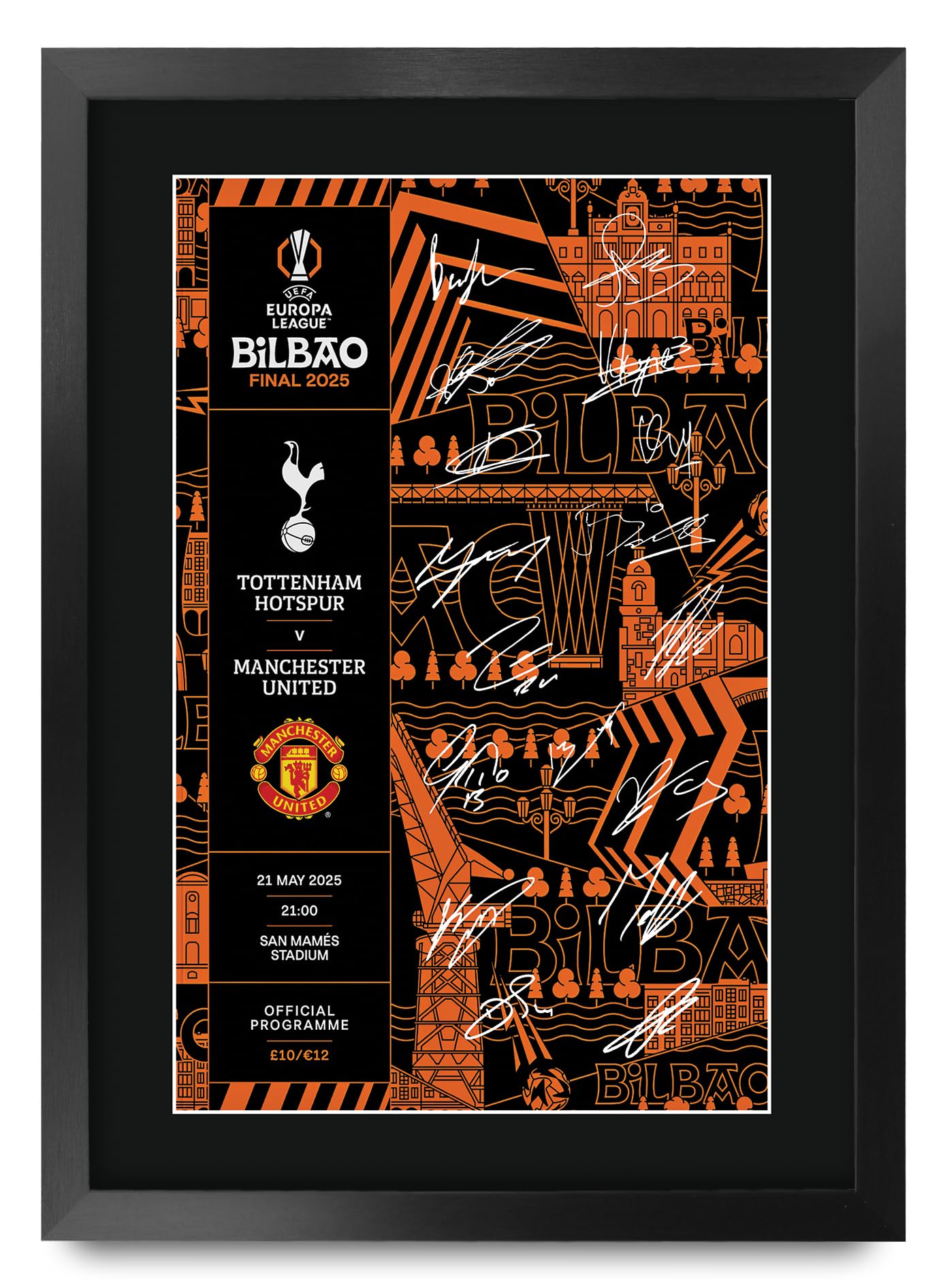 HWC Trading Europa League Final 2025 Programme Cup Winners Gifts Printed Signed Autograph Picture for Football Fans and Supporters - A3 Framed