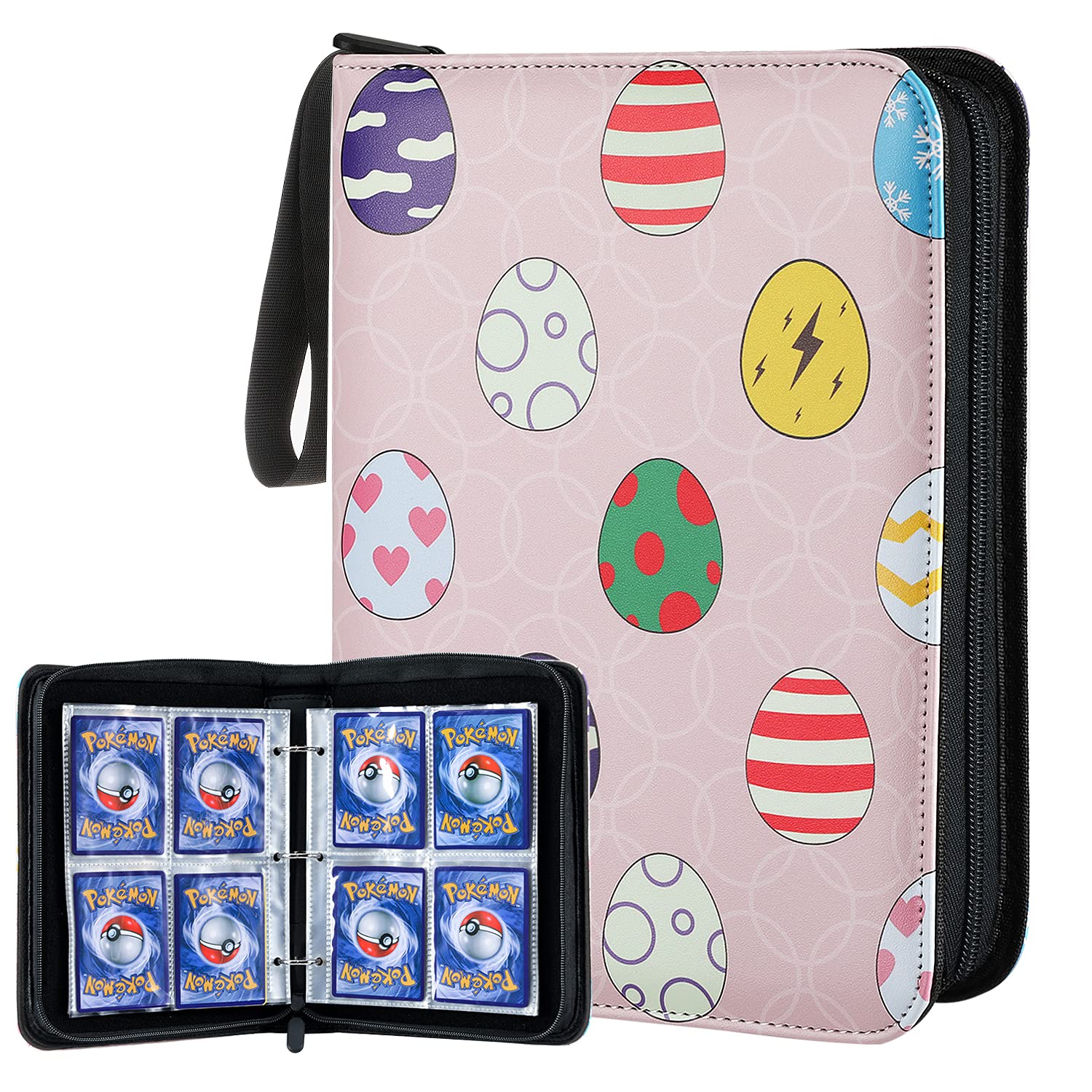 Housolution Card Binder 4-Pocket, Trading Card Binder, Fits 400 Cards with 50 Removable Sleeves, Card Collector Album Holder, Baseball Card Binder, Elf Egg