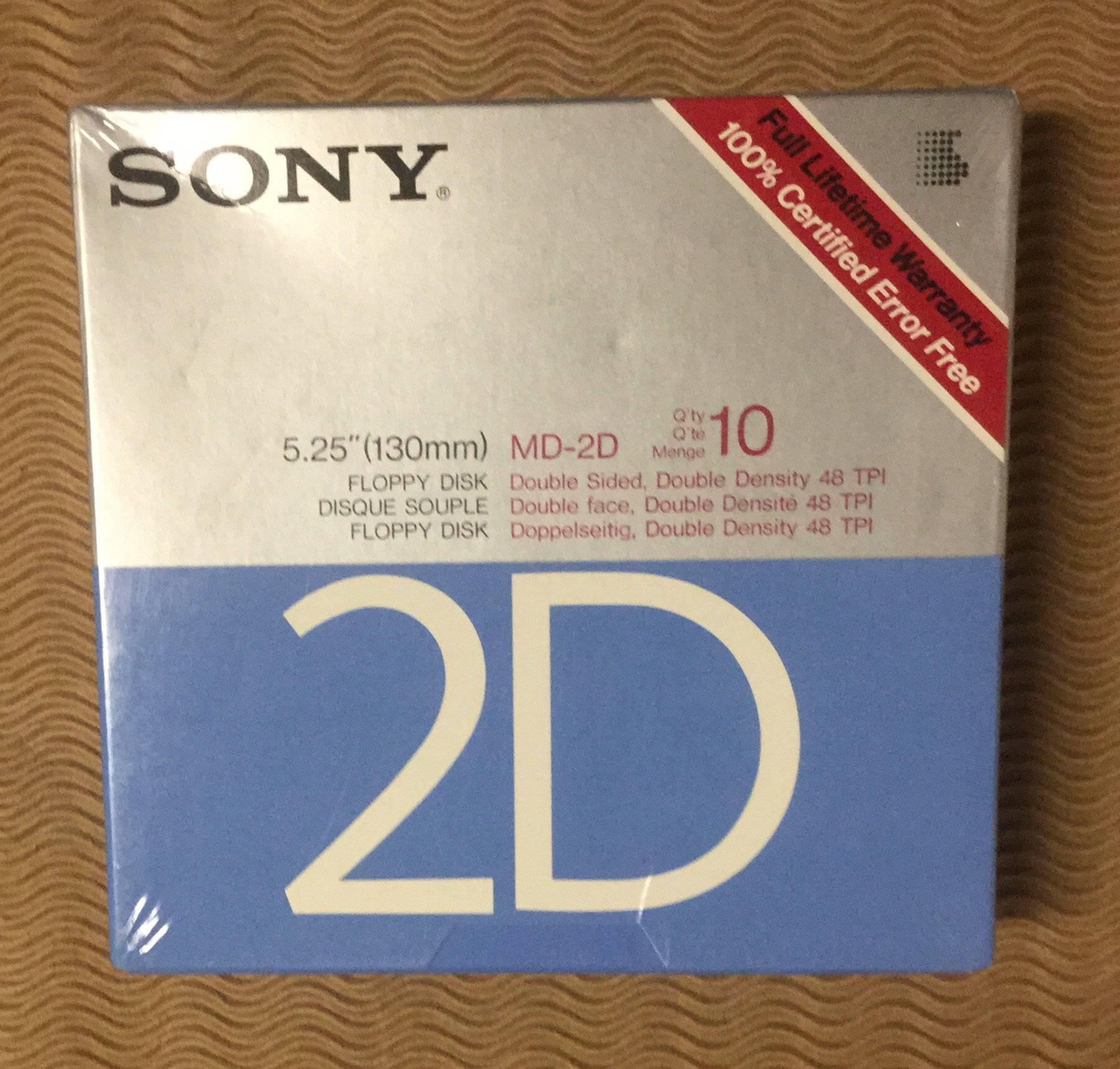 SonyMD-2DA Double-Sided Double Density 500KB 5.25" Floppy Disks (10-Pack)