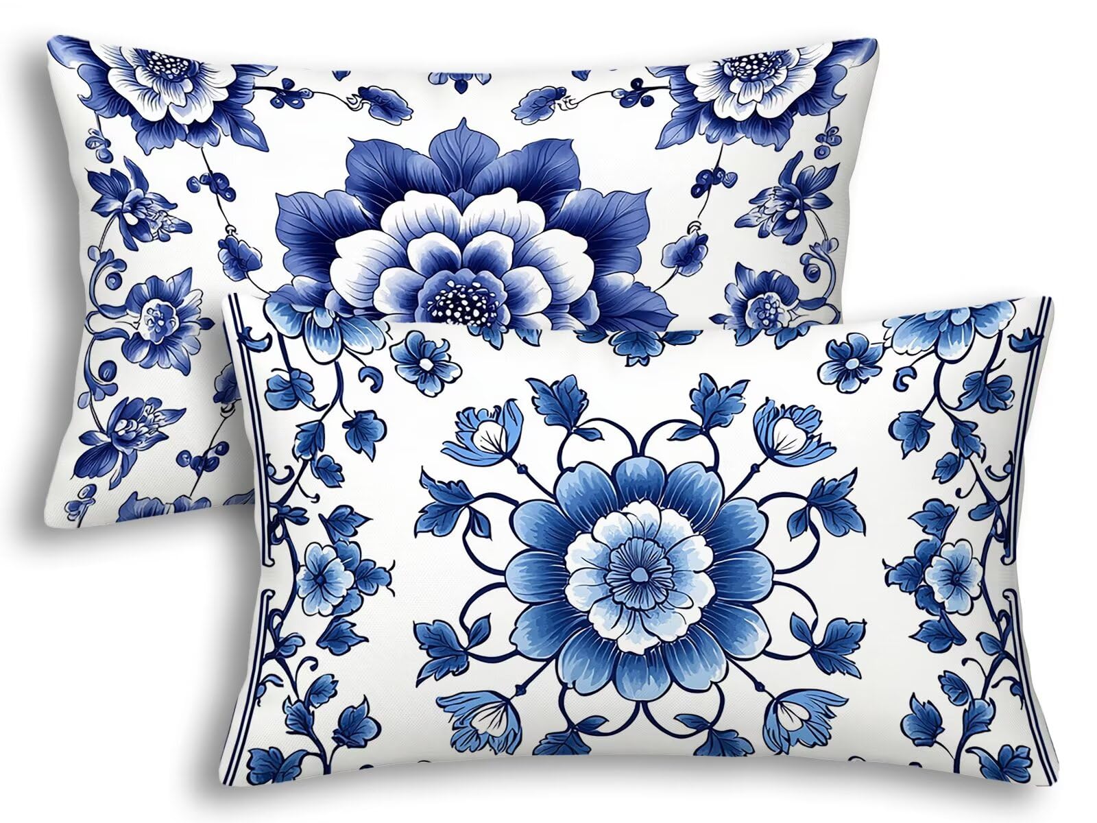 Taie oreiller extérieur imperméable bleu 40x60 lot de 2 housse de coussin de jardin