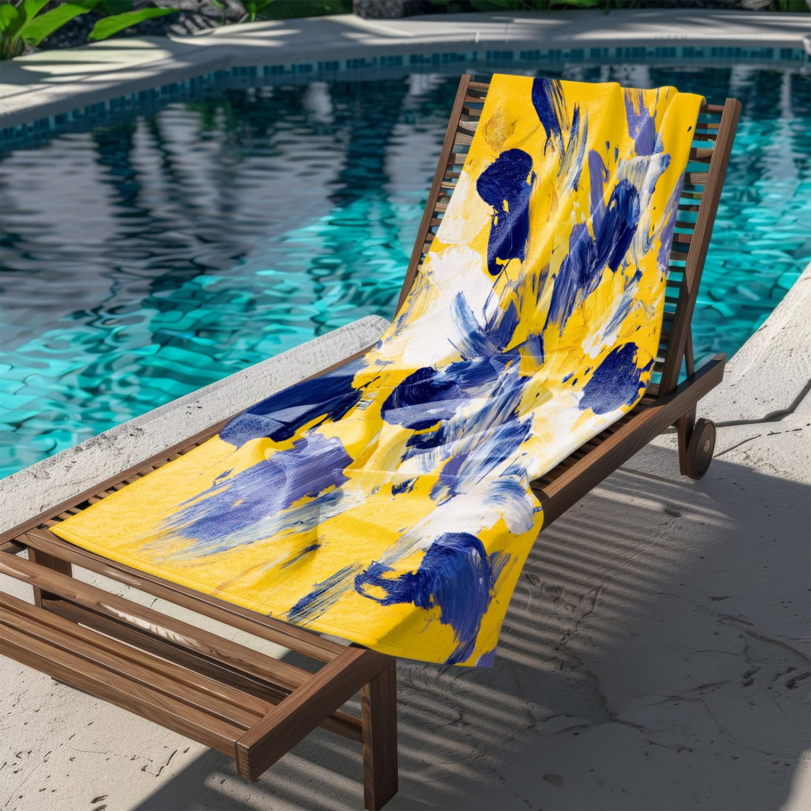 Generico Telo Mare Grande Modello Giallo Blu | Microfibra Telo Mare Antisabbia Leggero Compatto Asciugatura Rapida Assorbente Per Piscina Bagno Lavabile Fino