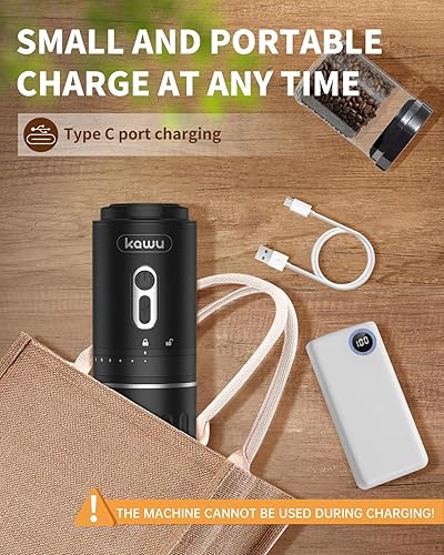 Miniatura 6 de Kawu Molinillo de café eléctrico portátil, molinillo de grano de café inalámbrico  Taza interior de acero inoxidable 304 y filtro  Recargable por