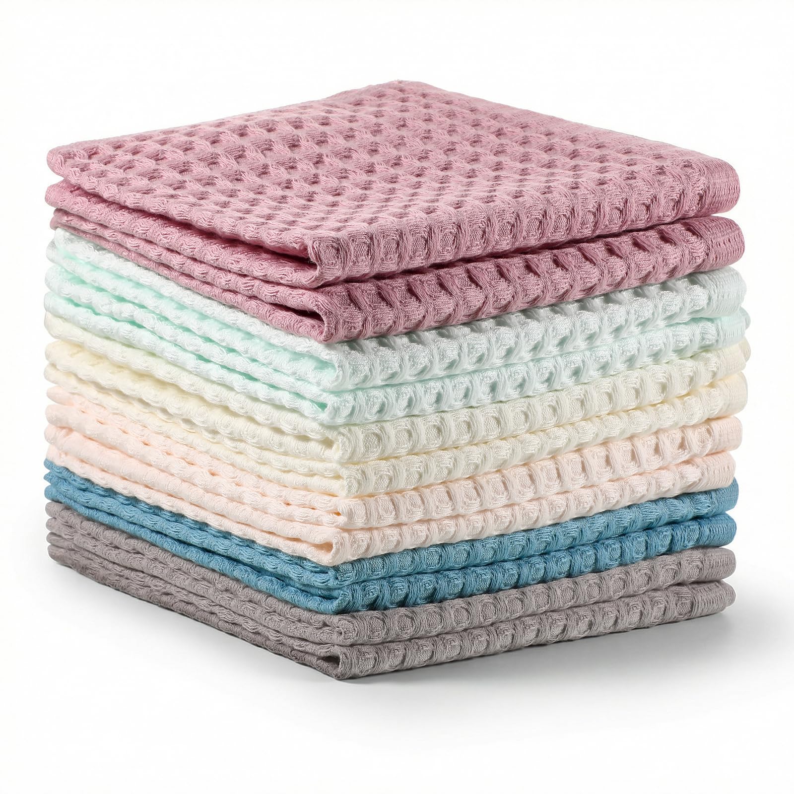 Photo 1 of 12 PCS Waffle Wash Cloths, Euro Spa Waffle Wash Cloth, Cotton Waffles Weave Bathroom Face Towel Cotton Washcloths, Quick Dry Towel Cottons Washcloths Set for Body and Face 13” x 13” ,6 Assorted Colors
