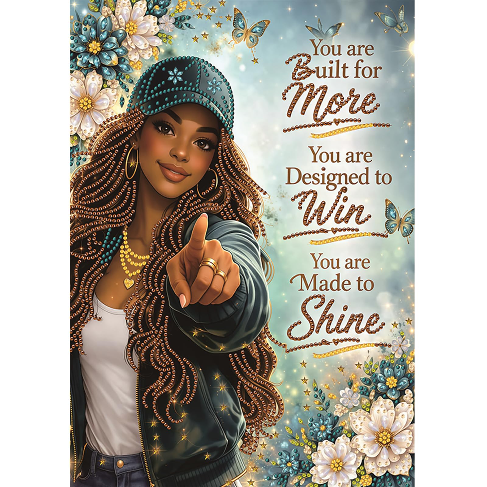 POETRYDRAW Empowering Girl Quote Art Special Shaped 5D DIY Partial Drill Diamond Art Painting Kits for Adults Beginners Home Decor Diamond Art Paintings Diamonds Paintings Gem Art 13.78x17.72inch