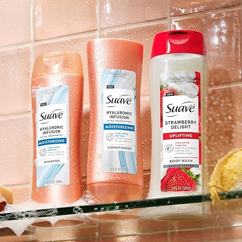 Miniatura 9 de Suave Set de champú y acondicionador hidratante, infusión hialurónica, productos hidratantes para el cabello seco y dañado, 12.6 oz Ea