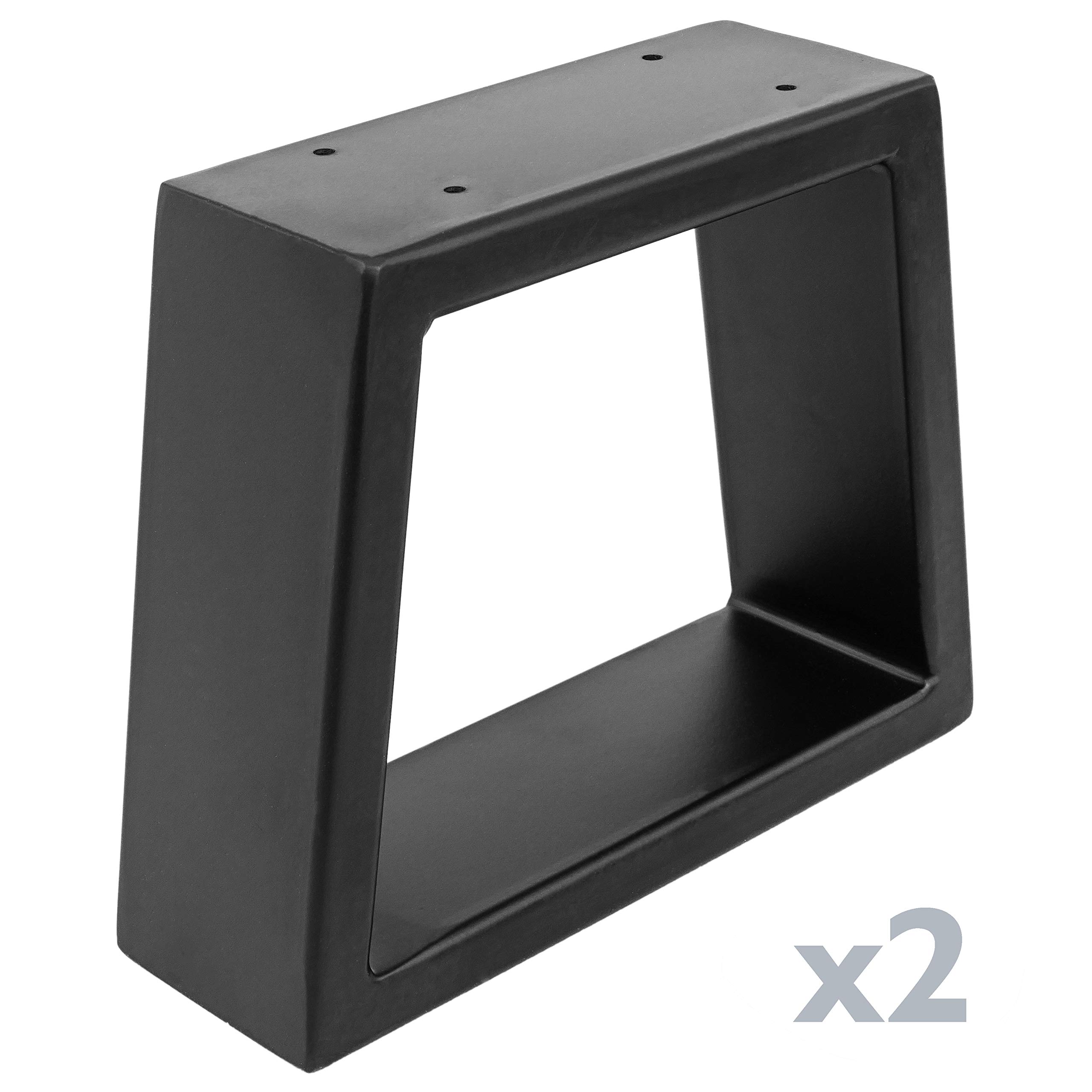 PrimeMatik - Rectangular legs for small table of black steel 250 x 80 x 200 mm 2-pack