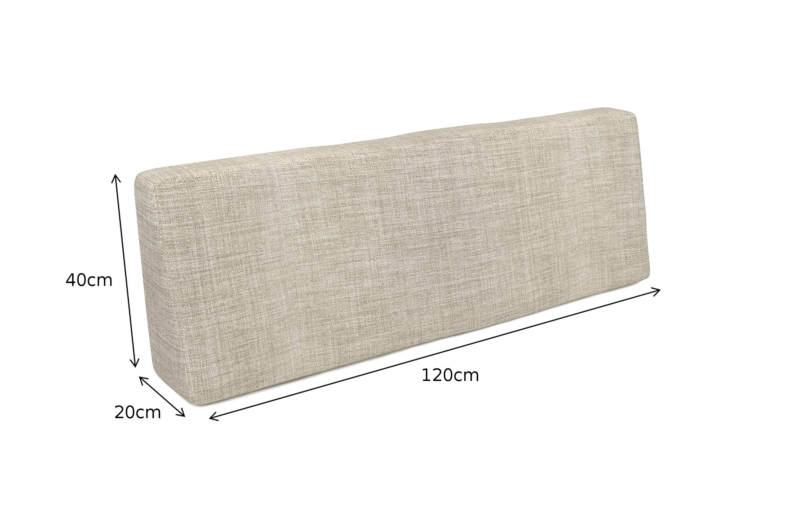POKAR Euro Pallet Seating Set of 2: 1x seat cushion 120x80cm + 1x back cushion 120x40cm, cold foam, removable covers, Home Garden Furniture DIY, indoor outdoor pillow, without pallets, Beige — view 6