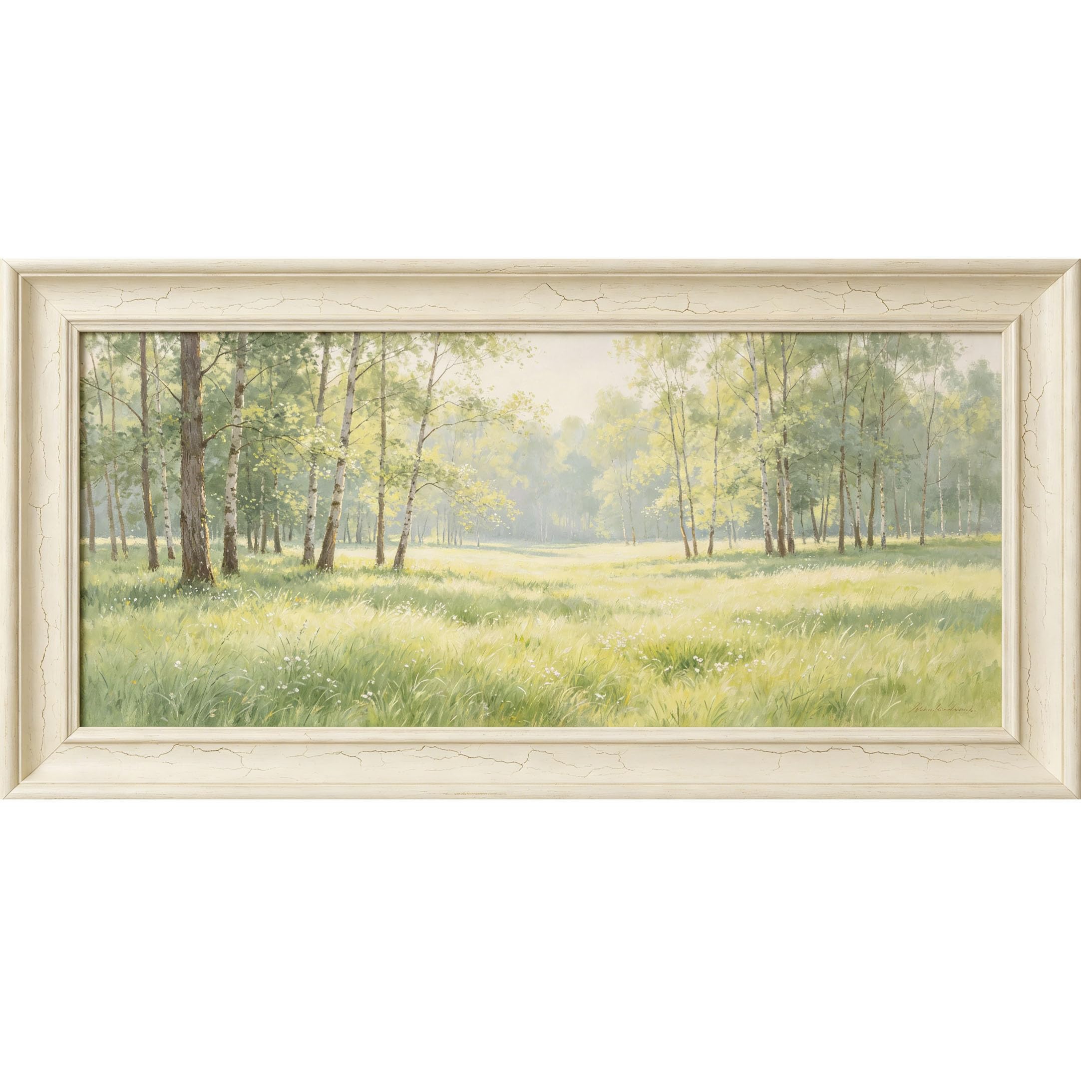 Agglomerix 3D Framed Wall Art Birch Tree Forest Landscape Watercolor Oil Painting Large Size SelfAdhesive Removable Wall Decor Prints Artwork for Living Room Bedroom Office