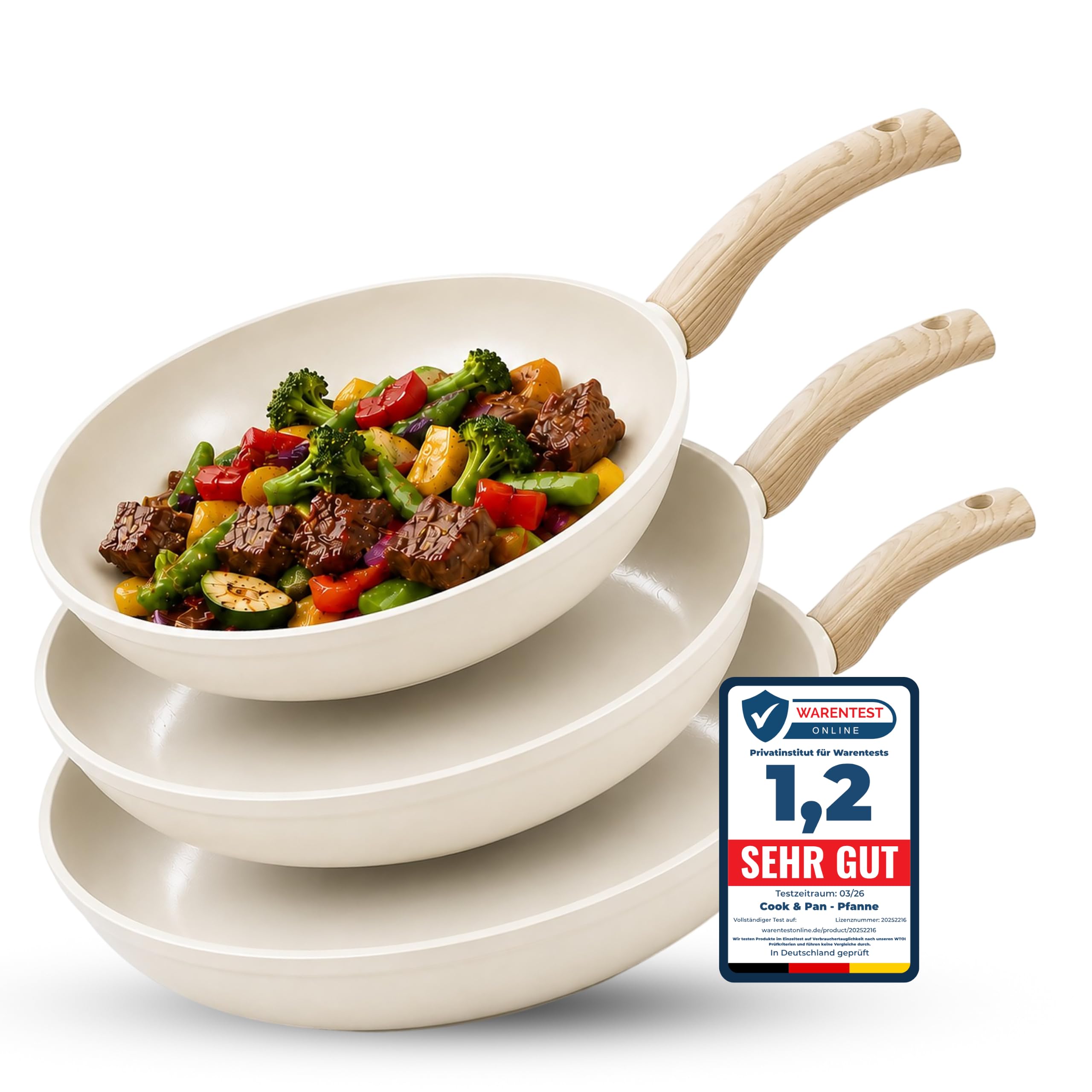 Cook&Pan Pfannenset Induktion - Keramikpfanne PFAS & Teflon frei - 3-teilig