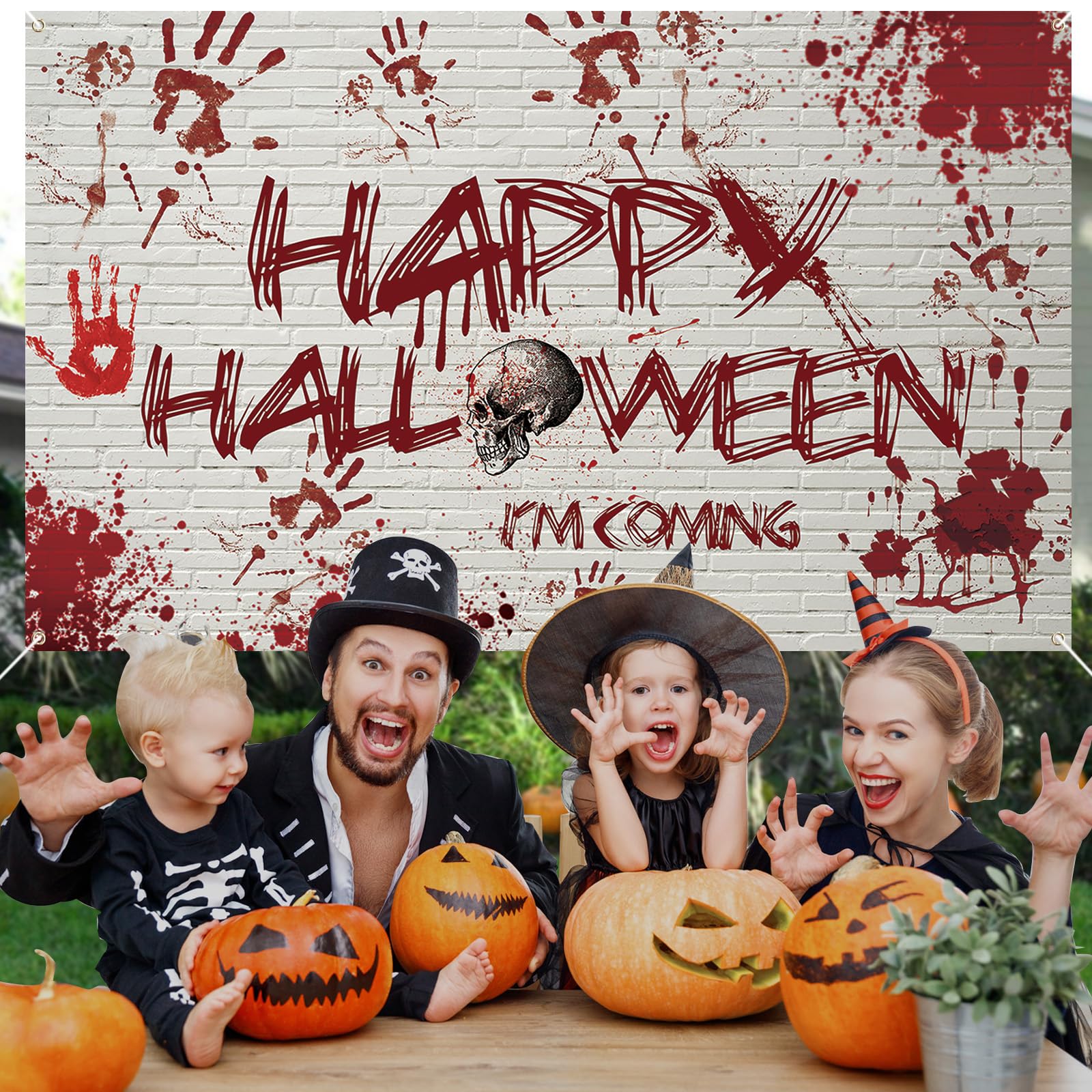XXL Halloween Schädel Party Banner 2,1x1,5 M – Tag Der Toten Dekoration Mit Schnur, Wiederverwendbar