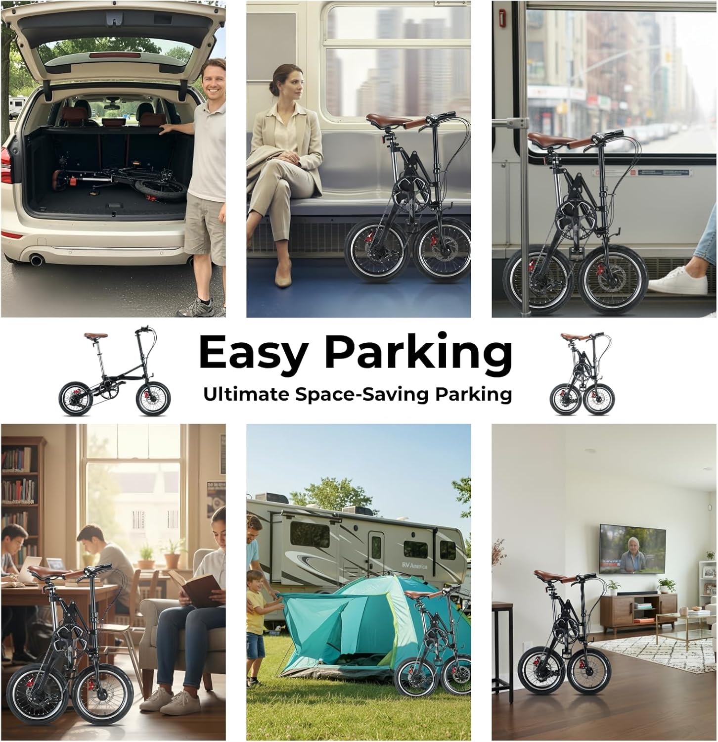 16‘’ Folding Bike for Adults, 1-Second Fold Technology, 95% Pre-Assembled Lightweight 33lbs Commuter Bicycle, 7-Speed Gear System for Men & Women, Foldable Bike for City Travel & Small Space Storage