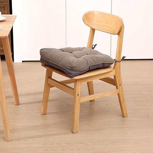 Miniatura 8 de Paquete de 4 cojines marrones para silla, cojines de asiento interiores de 15.5 x 15.5 pulgadas, almohadillas de espuma viscoelástica copetuda para