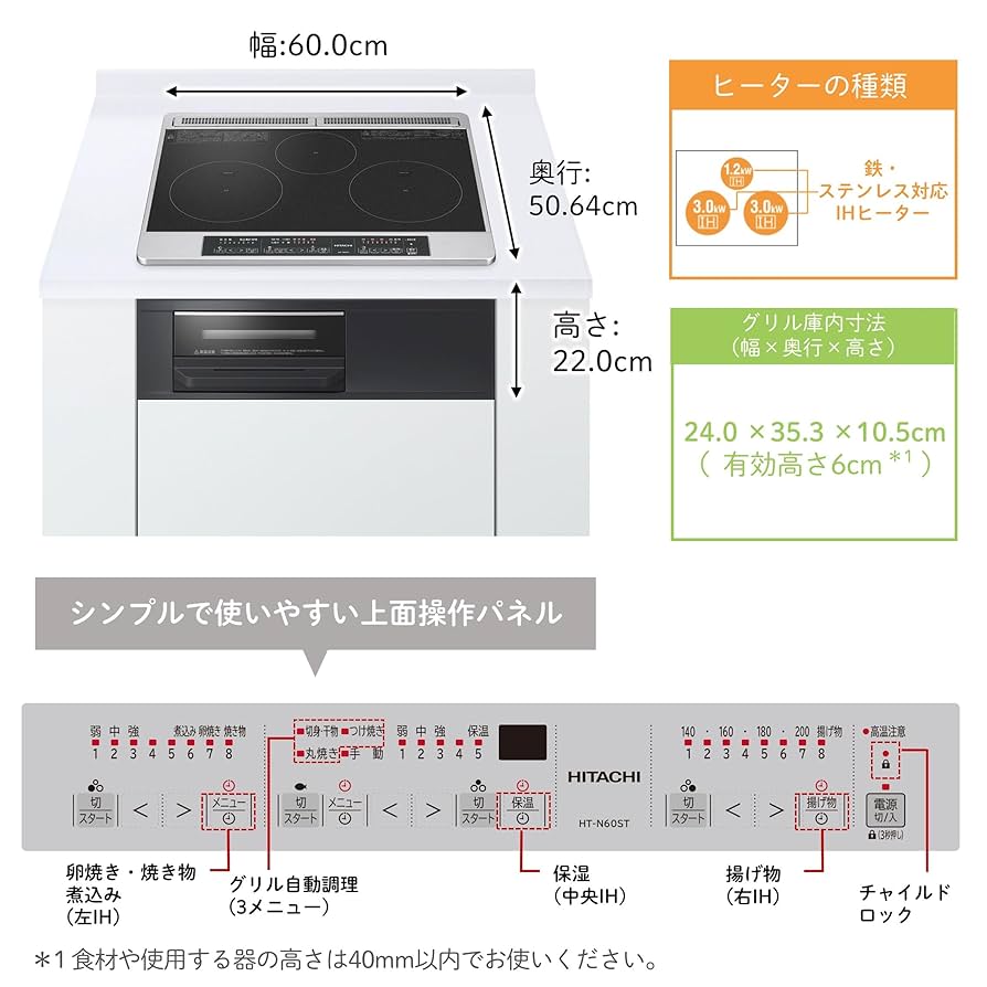 日立 - 日立　ビルトインIHクッキングヒーター　HT-K6S 日立 HT-K6S ビルトインIHクッキングヒーター - 最安値・価格